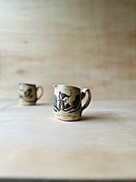 Hand-Stamped and Hand-Painted Fox Creamer - Slab-Built Small Pitcher