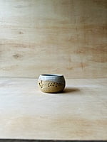 Hand-Stamped Speckled Clay Small Bowl with White Glaze - Multipurpose Planter, Ring, and Key Dish