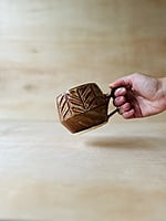 Cinnamon Glazed Hand-Carved 16 Ounce Cozy Mug - Wheel Thrown