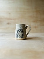 16 Ounce Wheel-Thrown Speckled Glaze Mug with Hand-Stamped Mountain and Sun Vignette