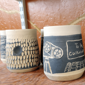 Sgraffito pottery class student finished products